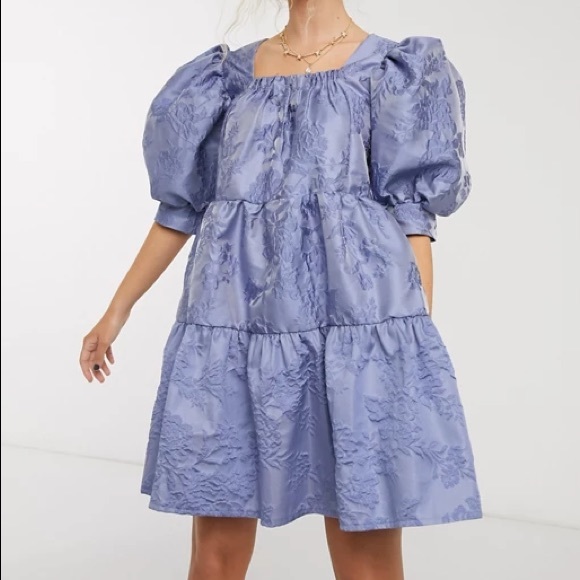 Sister Jane Dresses & Skirts - Sister Jane Purple Mini Puff Sleeved Smock Dress